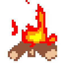 a pixel art fireplace to warm you up